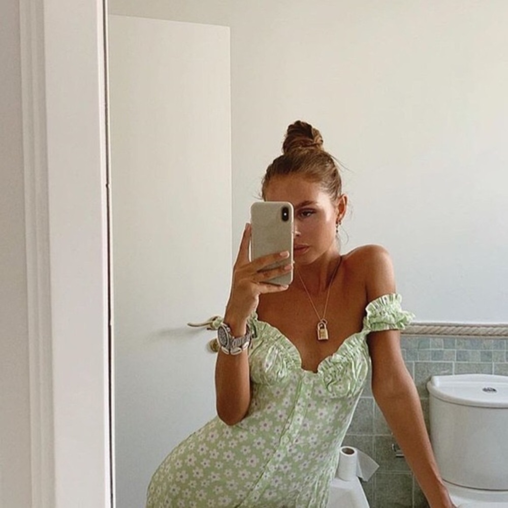WithJean Isabelle Dress in Mint Daisy - Small